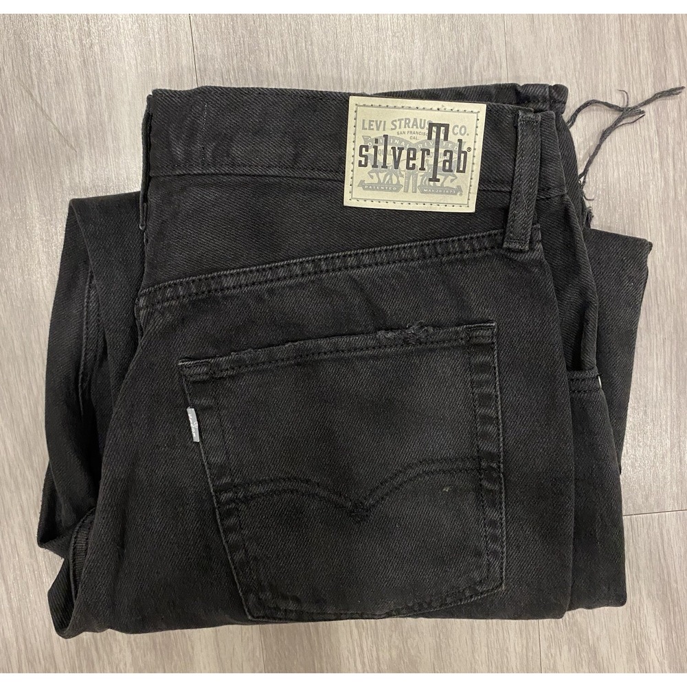 Levi's Silver Tab 94 Baggy Distressed Jeans Black Size 31 90's Style Womens
